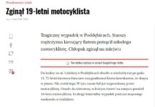 W wypadku motocyklowym zginął mój uczeń