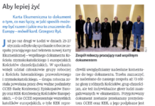 O Karcie Ekumenicznej w tygodniku NIEDZIELA