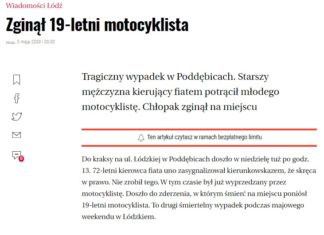 W wypadku motocyklowym zginął mój uczeń