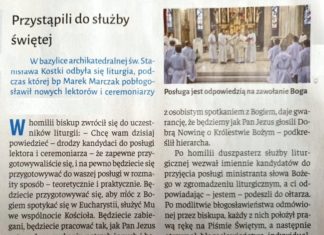 O błogosławieństwie lektorskim w Niedzieli