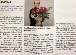 O Archiwiście diecezjalnym w tygodniku Niedziela
