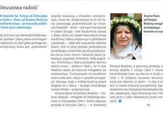 O jubileuszu Karmelitanki w tygodniku NIEDZIELA