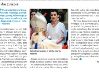 Artykuł o Dziewicy Konsekrowanej w tygodniku NIEDZIELA