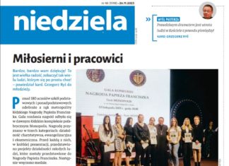 Artykuł o nagrodzie papieskiej w Tygodniku NIEDZIELA