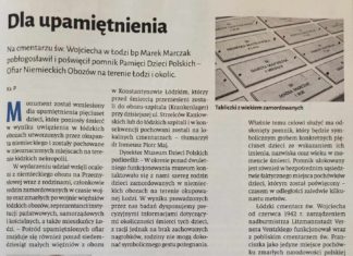 Pomnik pomordowanych dzieci Polskich – artykuł w Niedzieli