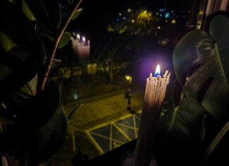 Światło Wolności na parapecie okiennym