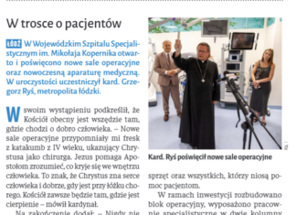 Artykuł w NIEDZIELI o poświęceniu w szpitalu