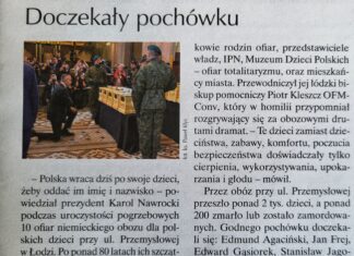 Doczekały pochówku – artykuł w Tygodniku IDZIEMY